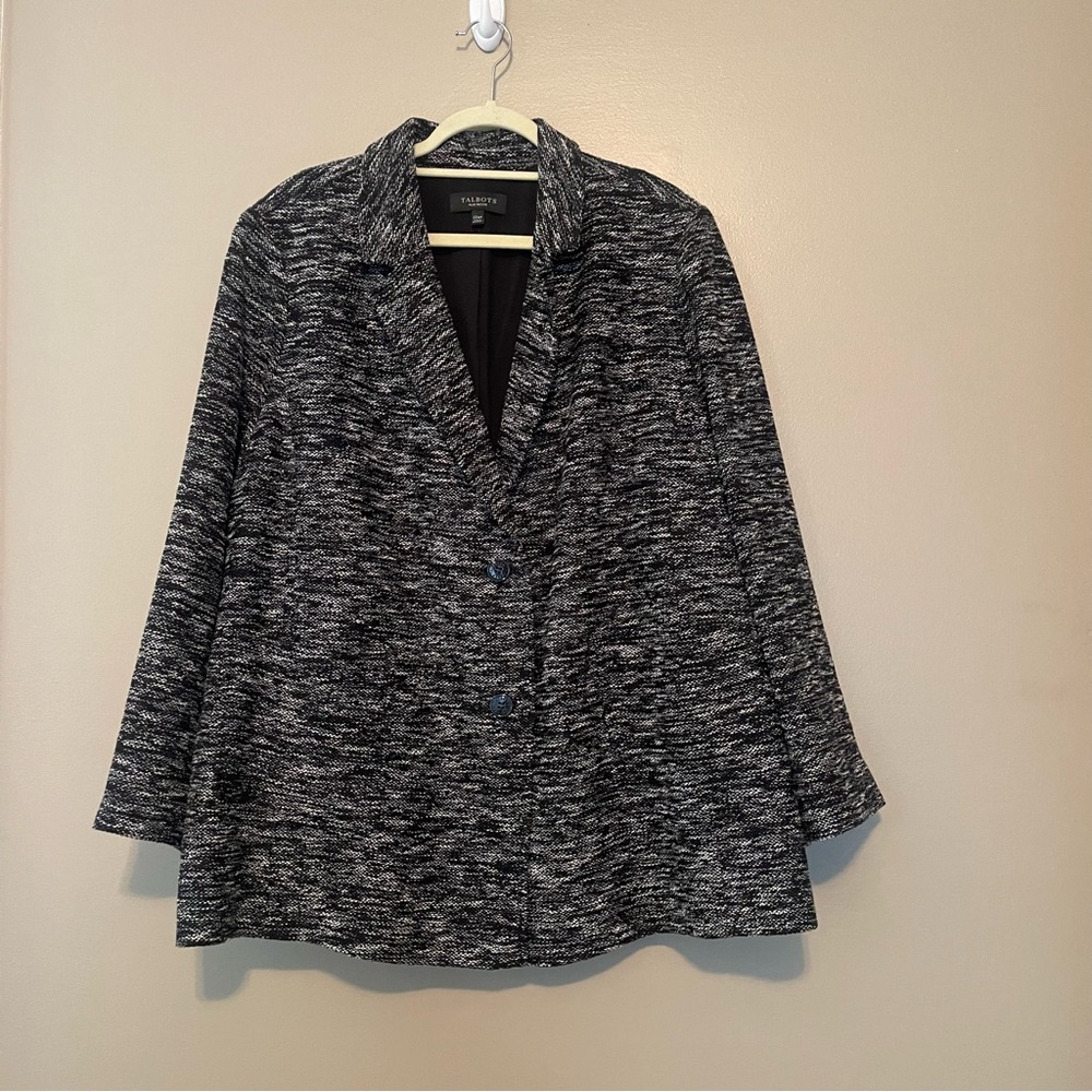 Talbots Plus Petite 22WP Black and White Blazer, EUC - Picture 2 of 12